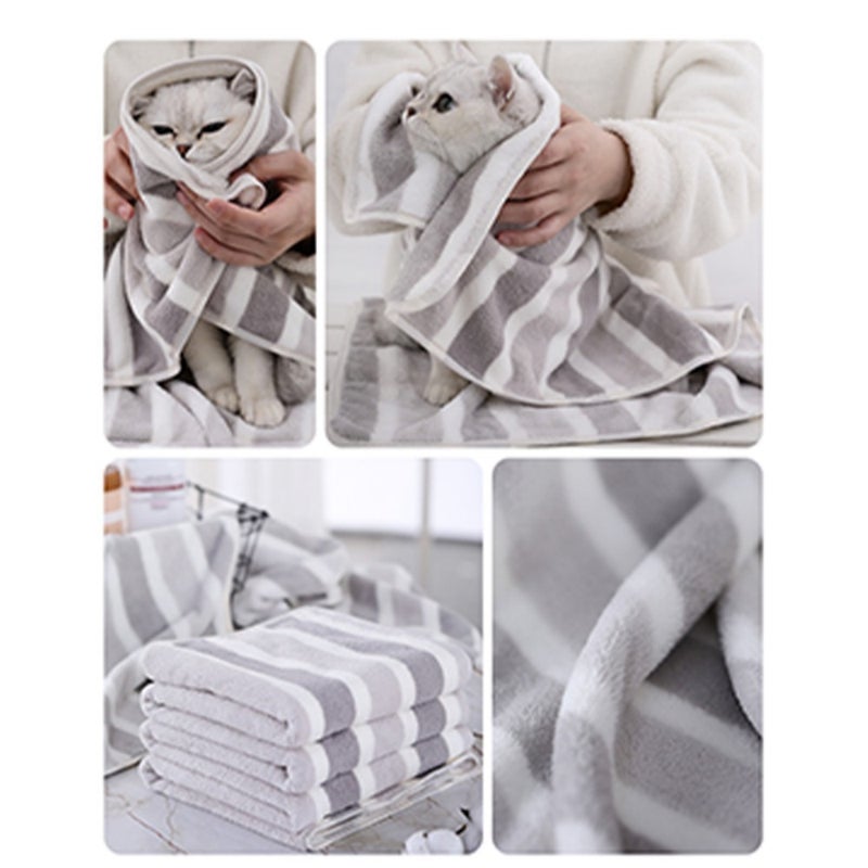 Pet Two-Color Striped Bath Towel Dog Cat Bath Quick-Drying Absorbent Thickened Dogs Wipe Pet Supplies - Image 4